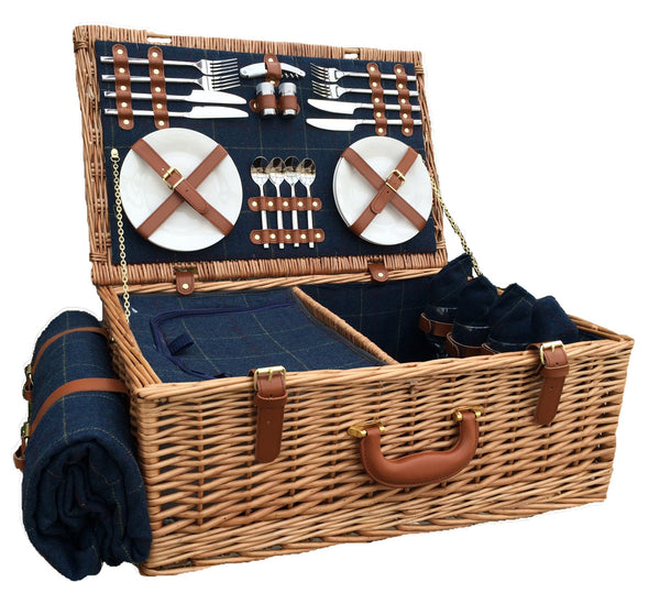 PICNIC BASKET - 4 Person Tweed Hamper