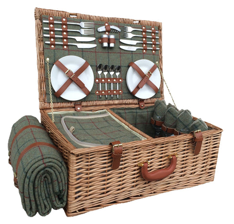 PICNIC BASKET - 4 Person Tweed Hamper